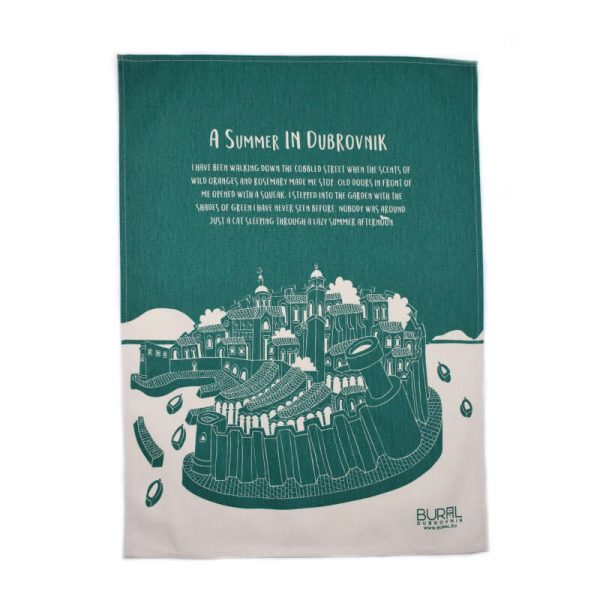A Summer In Dubrovnik Green Kitchen Towel