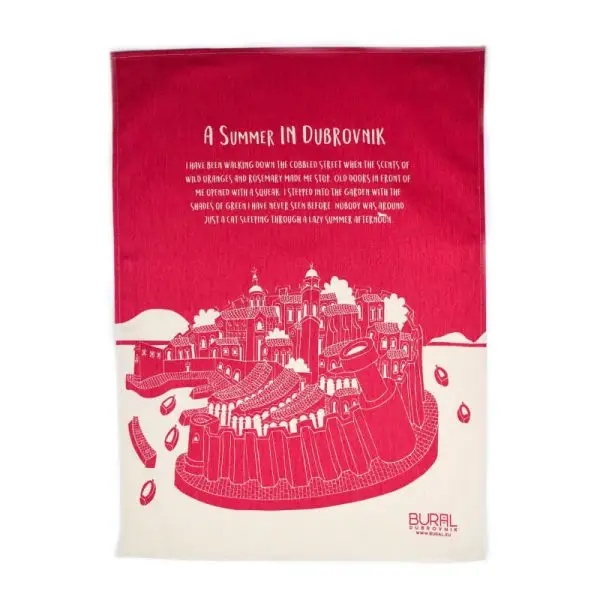A Summer In Dubrovnik Red Kitchen Towel
