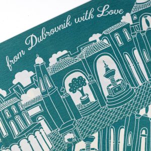 From Dubrovnik With Love Turquoise Kitchen Towel - Slika 2