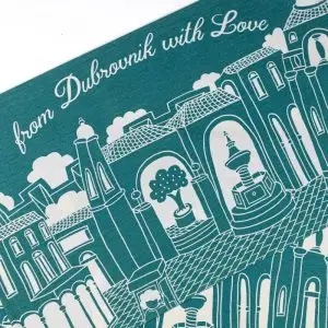 From Dubrovnik With Love Turquoise Kitchen Towel - Image 2