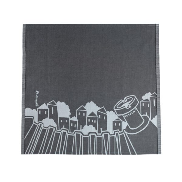 grey napkin, 100% cotton, woven, dubrovnik motif