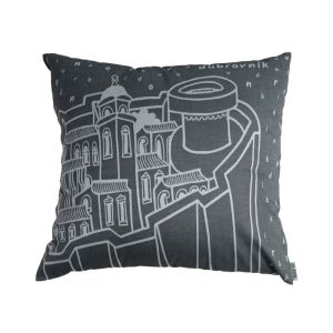 grey pillow case, 100% cotton, woven fabric, dubrovnik motif