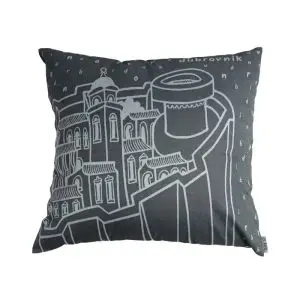 grey pillow case, 100% cotton, woven fabric, dubrovnik motif