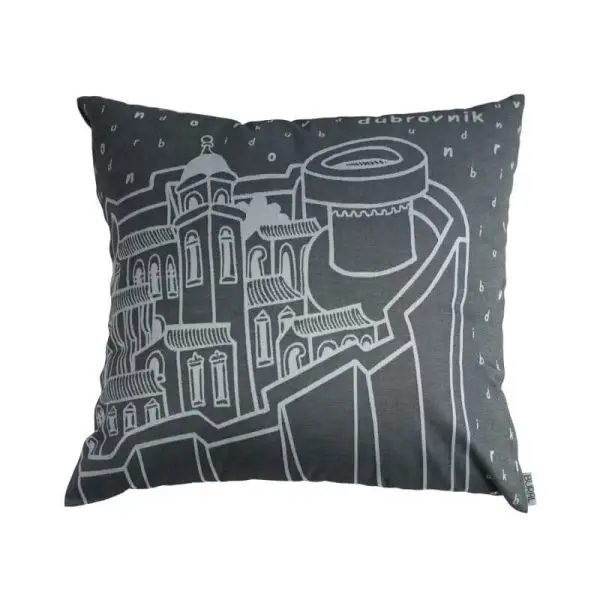 grey pillow case, 100% cotton, woven fabric, dubrovnik motif
