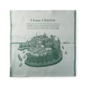 green napkin, 100% cotton, woven fabric, Dubrovnik motif