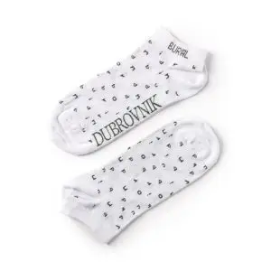 White Ankle Socks with "Dubrovnik" Lettering