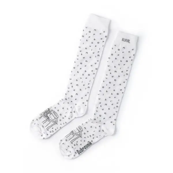 White Cityscape Knee-High Socks