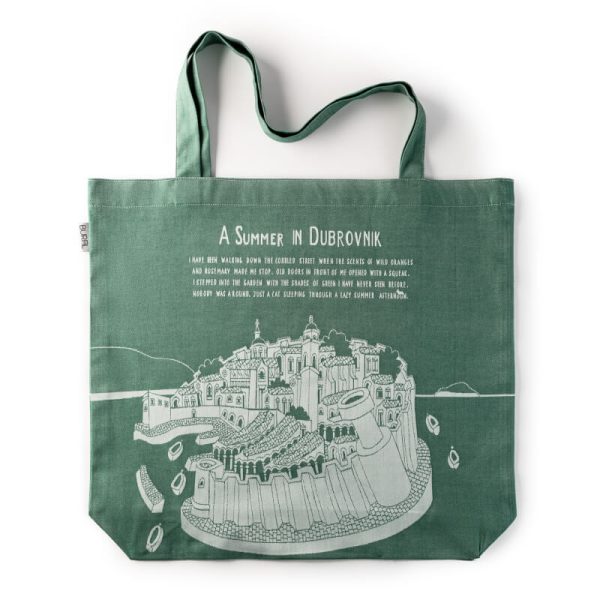 green tote bag, medium size, waven cotton, 100% cotton