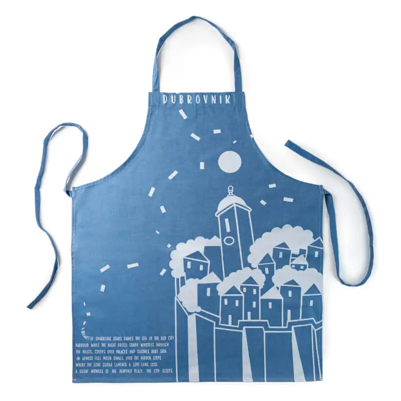 Kitchen apron “Moonlight Blue” – Dubrovnik design by BURA