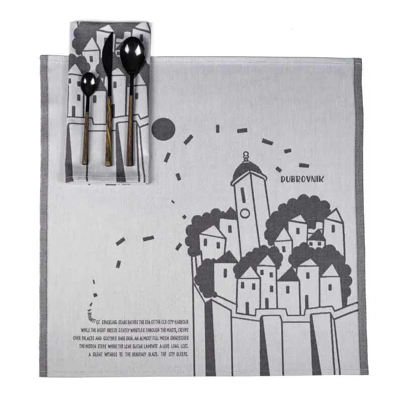 Kitchen napkin “Moonlight Grey” – Dubrovnik design by BURA